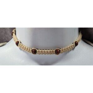 90s Style Beachy Surfer Braided Beaded Tie On Necklace